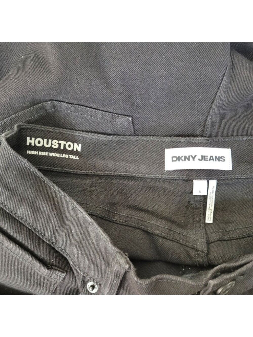 DKNY Jeans Houston High Rise Wide Leg Tall Black Denim Pants Size 31 Womens - Picture 3 of 5